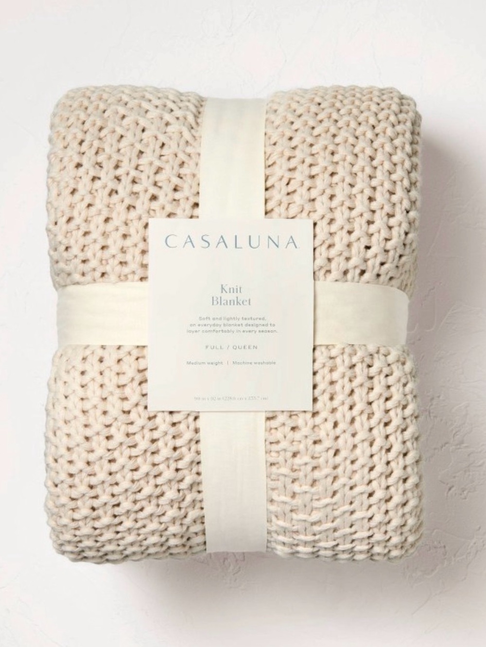 Casaluna Ivory Chunky Knit Throw Blanket